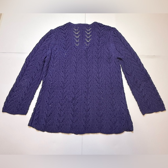 Talbots Purple Cardigan Women's Petite Large Long Sleeve Cable Knit - Picture 3 of 7
